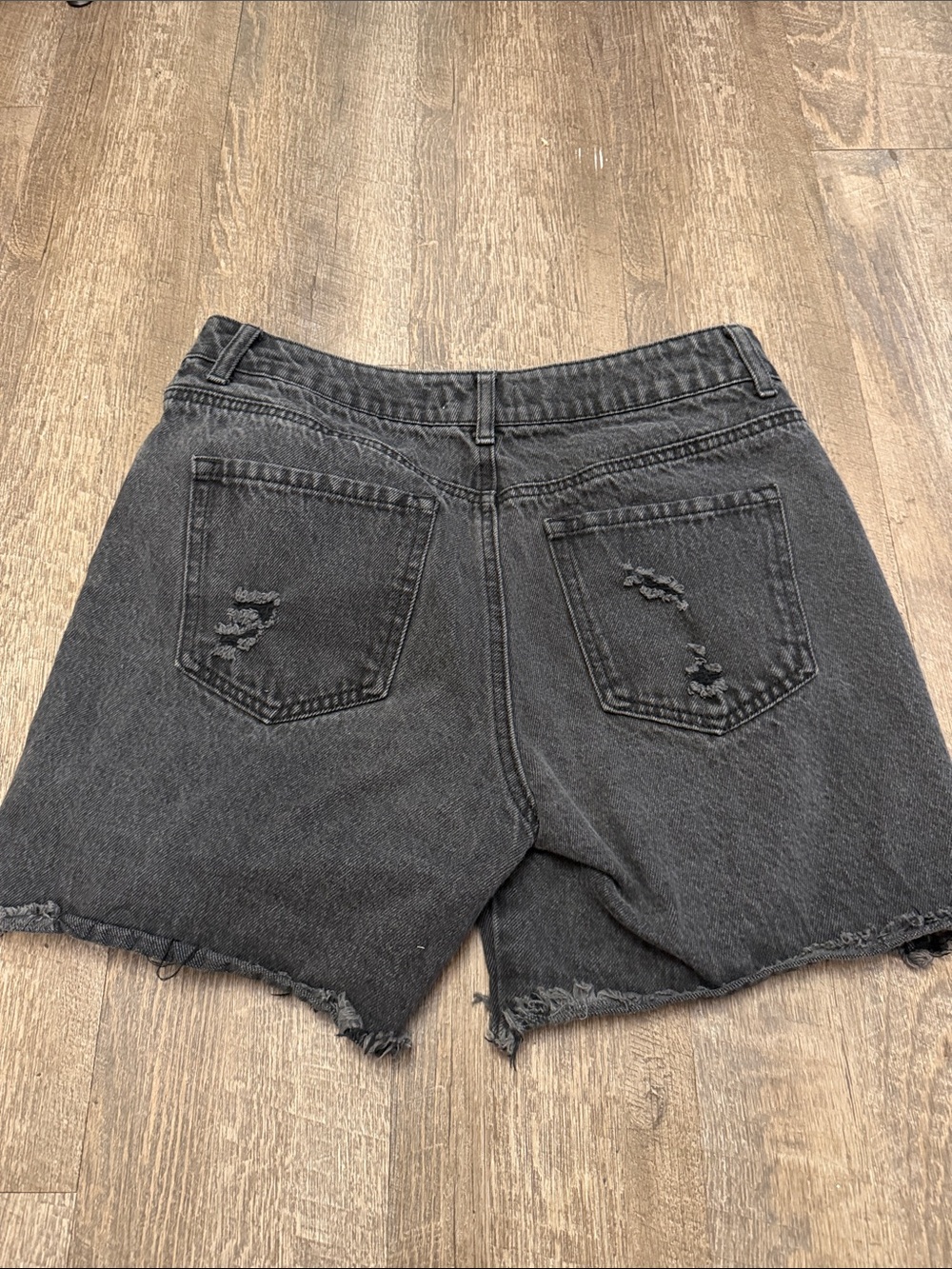 Forever 21 Black Distressed Denim Jean Shorts - Picture 3 of 3